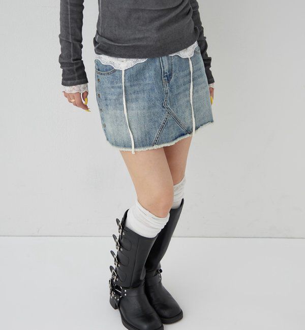  「スタッズデニムミニスカート」|スカート|