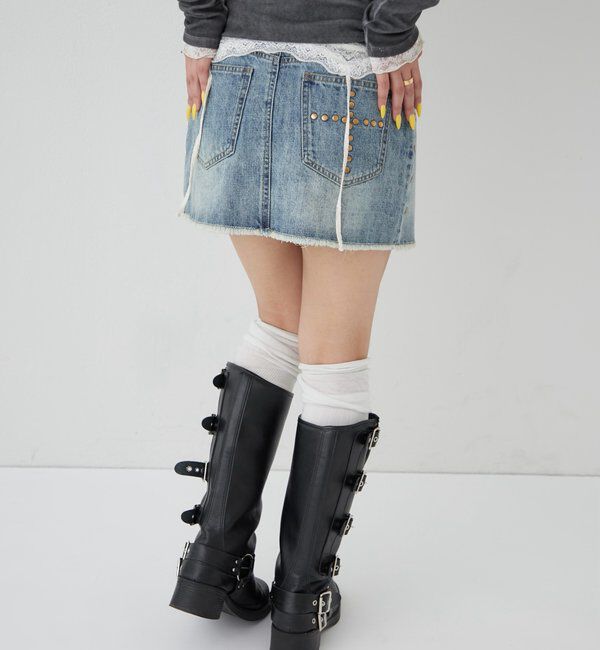  「スタッズデニムミニスカート」|スカート|
