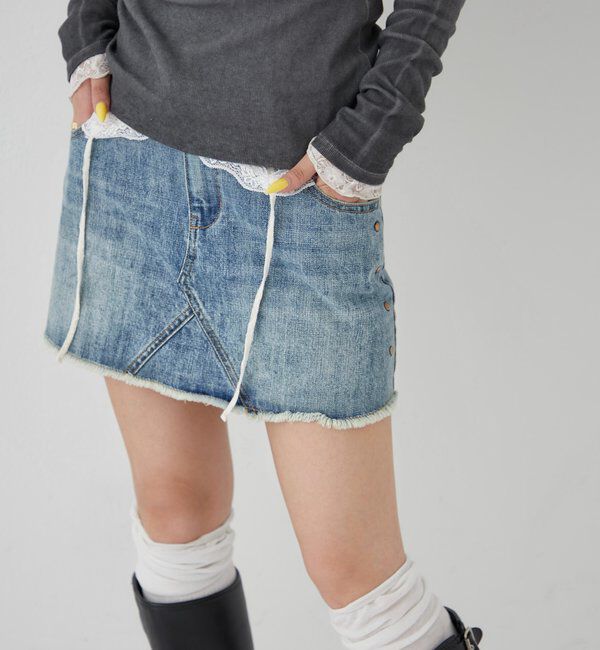  「スタッズデニムミニスカート」|スカート|