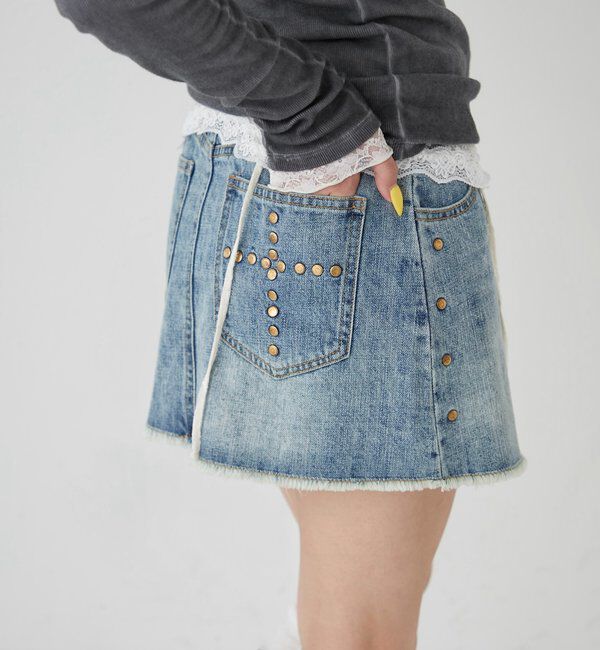  「スタッズデニムミニスカート」|スカート|