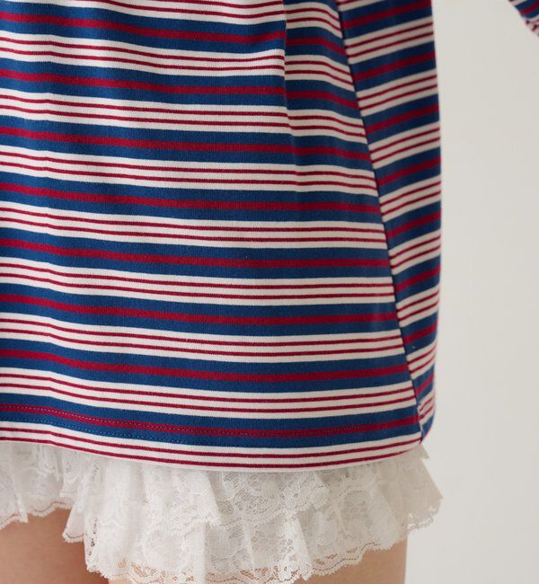  「マルチボーダーギャザーポロ」|Tシャツ・カットソー|