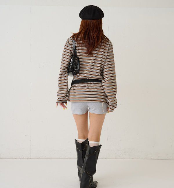  「マルチボーダーギャザーポロ」|Tシャツ・カットソー|