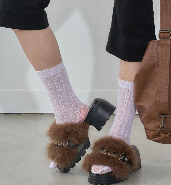  「ファーベルトサンダル」|サンダル|ブラック