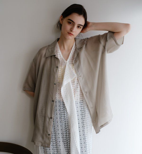  「フィブリルキュプラ半袖シャツ」|シャツ・ブラウス|グレージュ