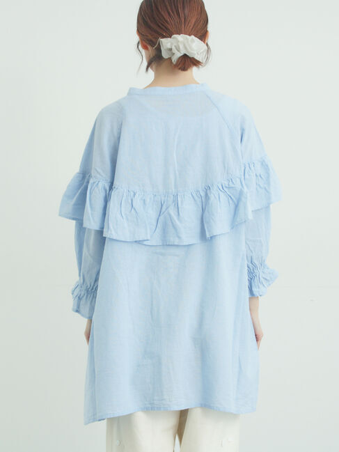 Samansa Mos2「切替フリルチュニック」|シャツ・ブラウス|