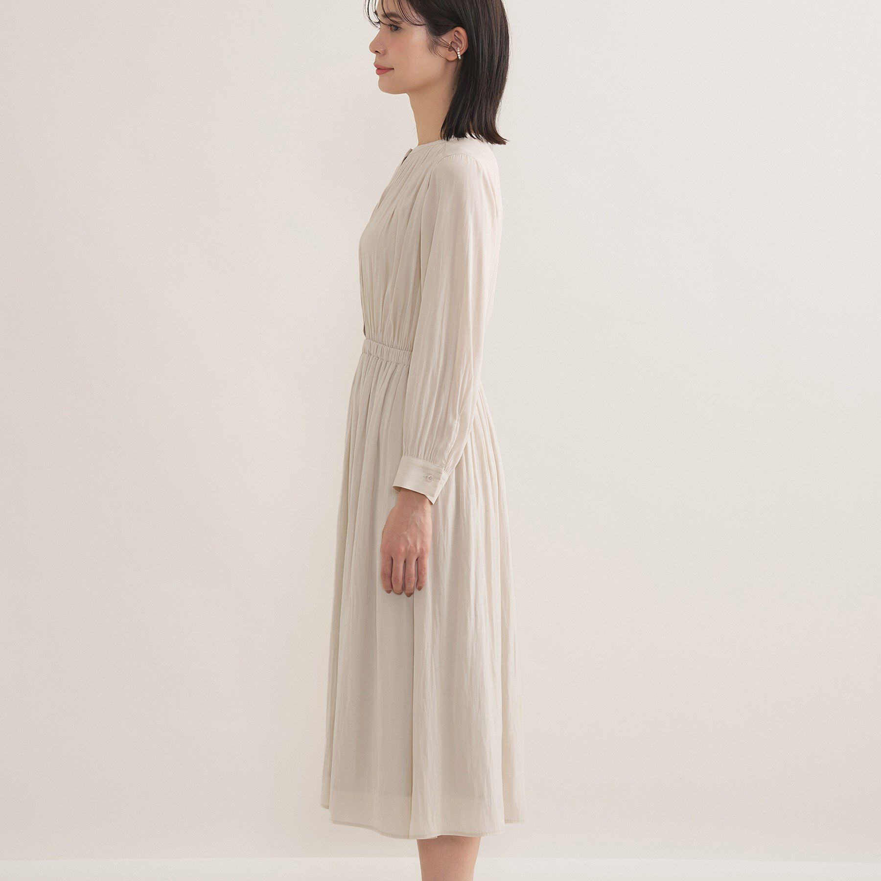 INDIVI「【洗える】ギャザーフレアワンピース」|ワンピース|