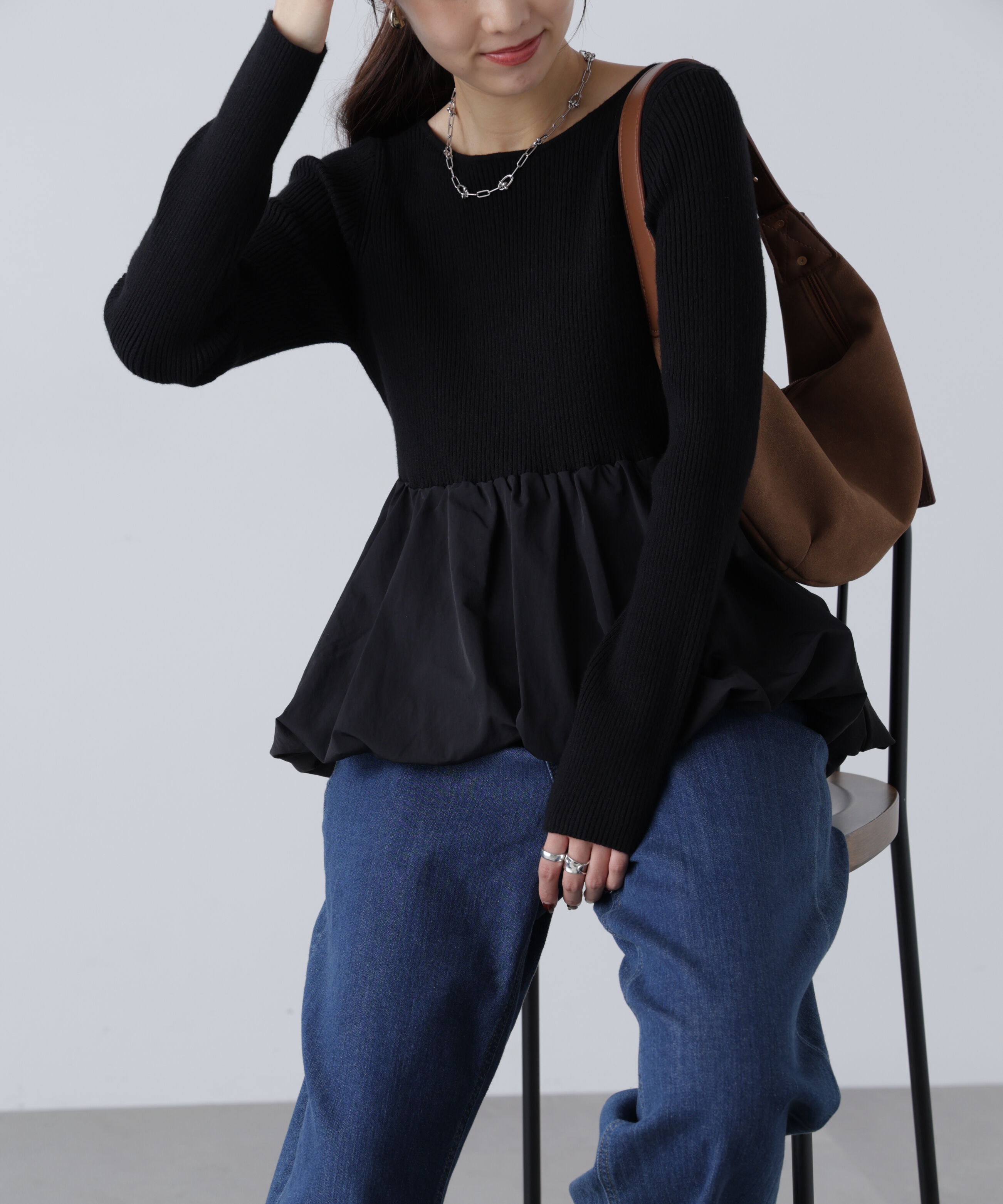  「ペプラムバルーンニット」|ニット・セーター|クロ