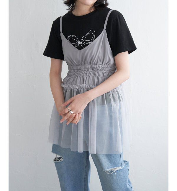 VENCE share style「チュール切替キャミソール」|タンクトップ|