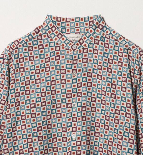 UNITED ARROWS「ジオメトリック プリント バンドカラーシャツ」|シャツ・ブラウス|
