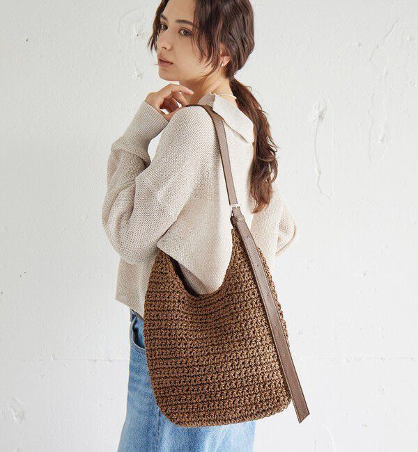 UNITED ARROWS green label relaxing「ペーパーコード ショルダーバッグ」|かごバッグ|DK.BROWN