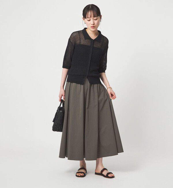 UNITED ARROWS green label relaxing「WONDER CLOTH ボリューム スカート マシンウォッシャブル ストレッチ 接触冷感 吸水速乾」|フレア|