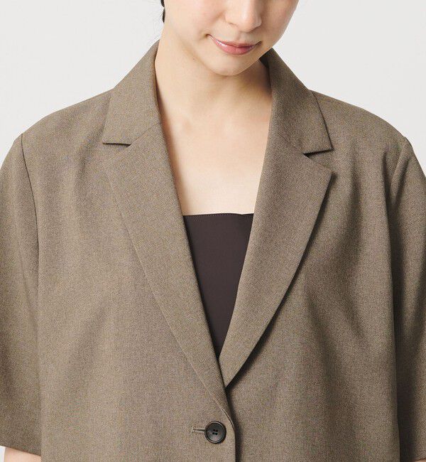 BEAUTY&YOUTH UNITED ARROWS「【WEB限定 Wardrobe DAILY MINIMAL】メランジ ハーフスリーブジャケット ウォッシャブル」|テーラードジャケット|