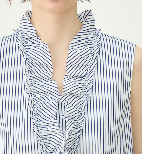 MACPHEE「【WEB先行予約】コットンタイプライター フリルノースリーブブラウス」|シャツ・ブラウス|