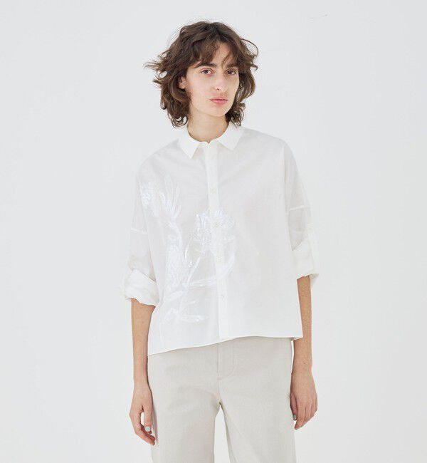 GALERIE VIE「コットンポプリンエンブロイダリー ワイドバランスシャツ」|シャツ・ブラウス|