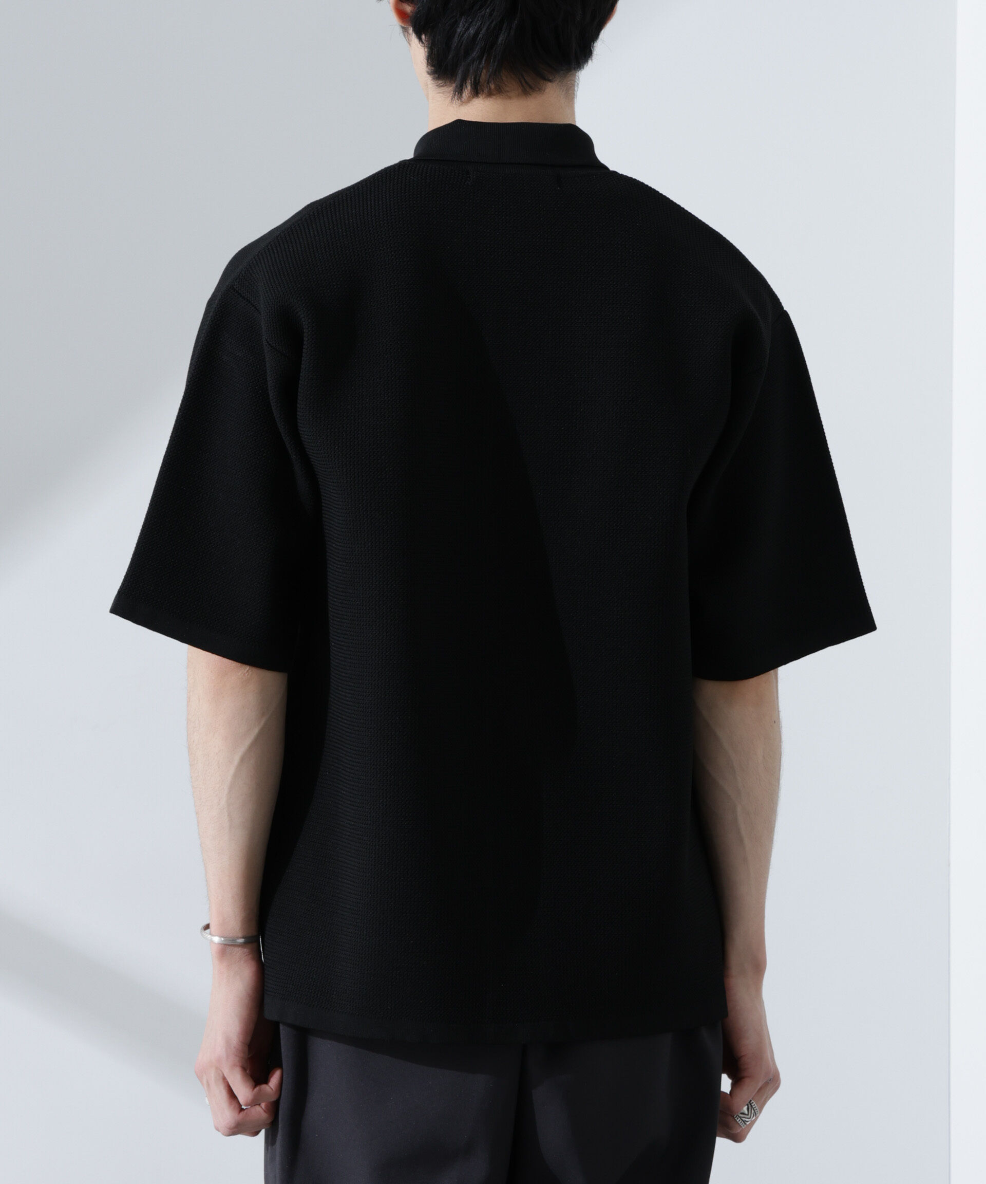 nano･universe「エアーニットレギュラーカラーシャツ 半袖」|ニット・セーター|