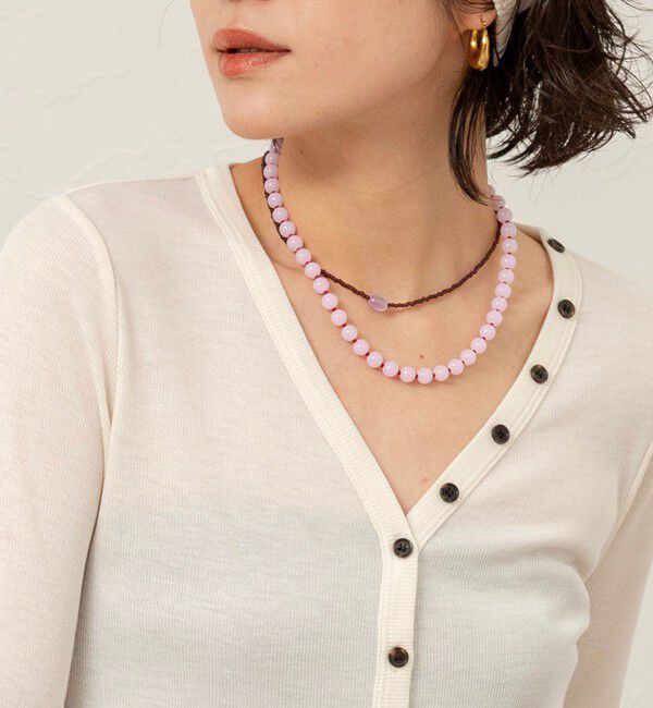 MAQWEL「【MAQWEL/マクウェル】ツートンビーズネックレス」|ネックレス|ベビーピンク