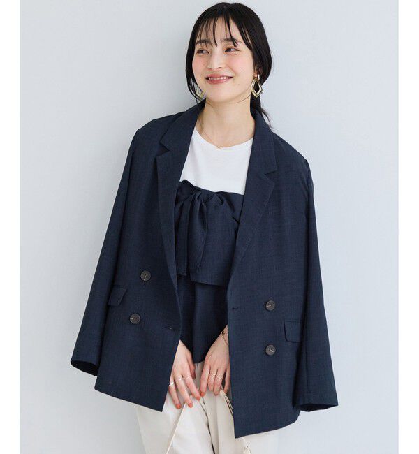VIS「美easyリネンライクテーラードジャケット/イージーケア・接触冷感・セットアップ対応」|テーラードジャケット|ネイビー(40)