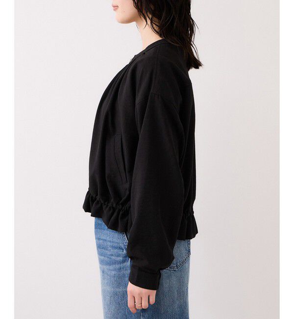 VIS「美easyリネンライクジップ裾フリルブルゾン/イージーケア・接触冷感」|ブルゾン・スタジャン|