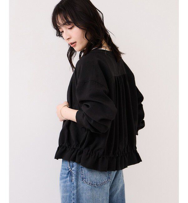 VIS「美easyリネンライクジップ裾フリルブルゾン/イージーケア・接触冷感」|ブルゾン・スタジャン|