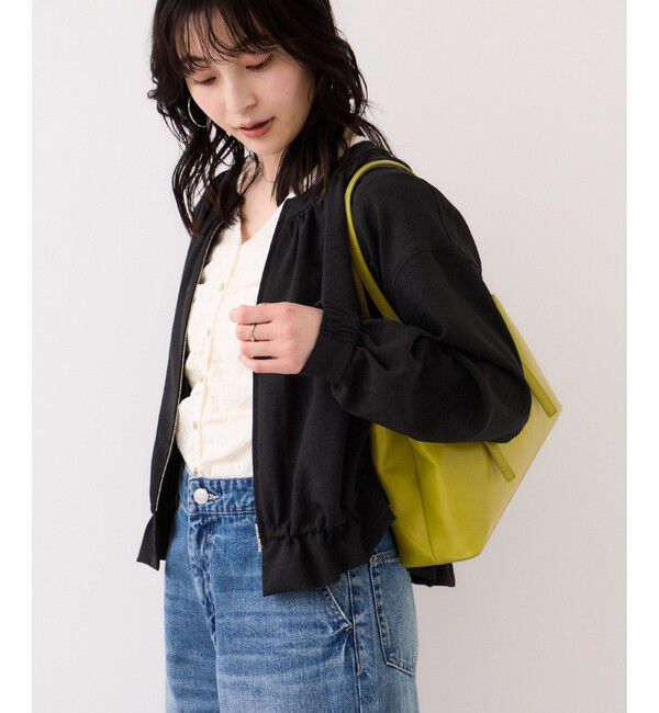 VIS「美easyリネンライクジップ裾フリルブルゾン/イージーケア・接触冷感」|ブルゾン・スタジャン|