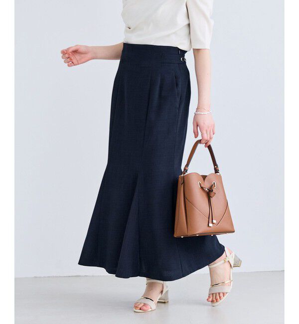 VIS「美easyリネンライクマーメイドスカート/イージーケア・接触冷感・セットアップ対応」|スカート|ネイビー(40)