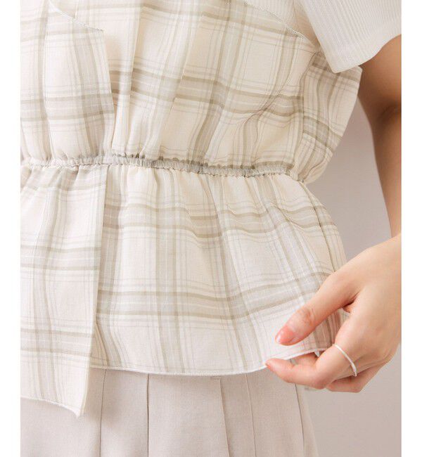 VIS「チェック＆無地ビスチェドッキング半袖プルオーバー/イージーケア」|Tシャツ・カットソー|