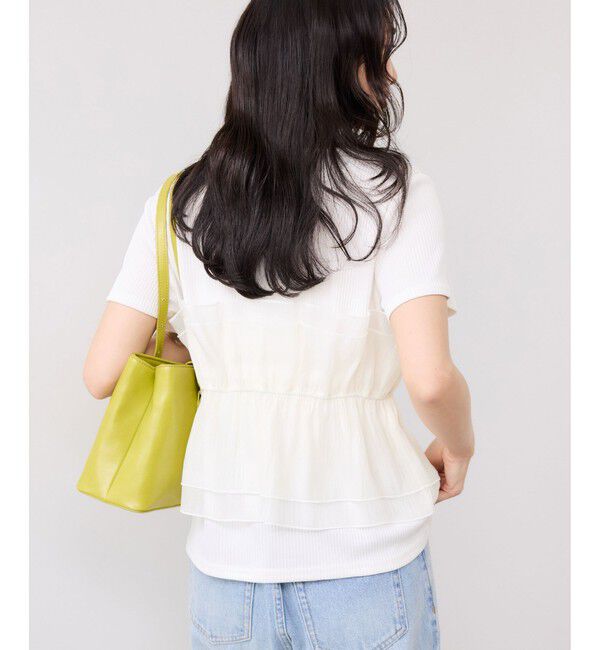 VIS「チェック＆無地ビスチェドッキング半袖プルオーバー/イージーケア」|Tシャツ・カットソー|