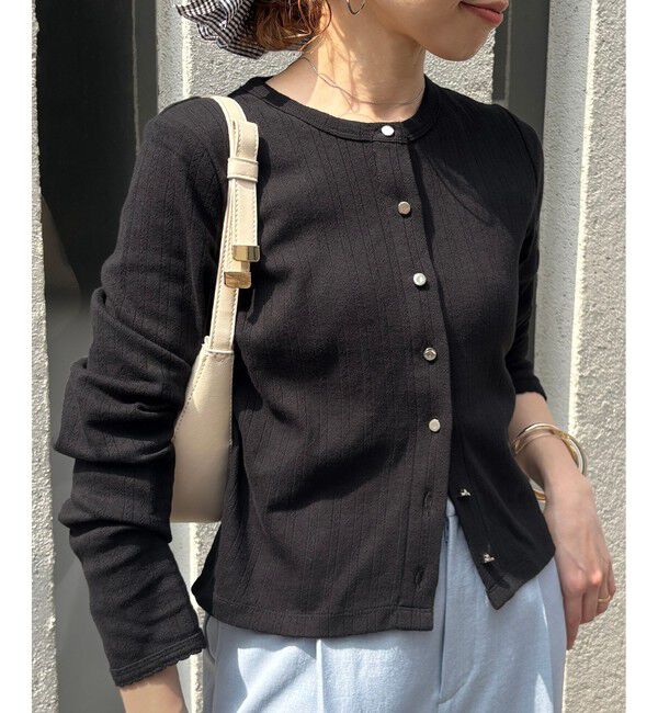 VIS「パターンメッシュカーディガン」|カーディガン|ブラック(01)