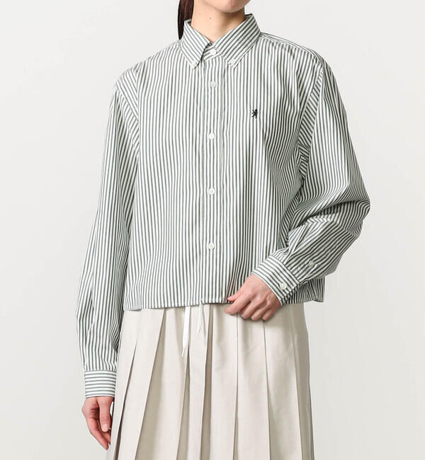 GYMPHLEX「Gymphlex | コットン ショートボタンダウンシャツ STRIPE WOMEN」|シャツ・ブラウス|