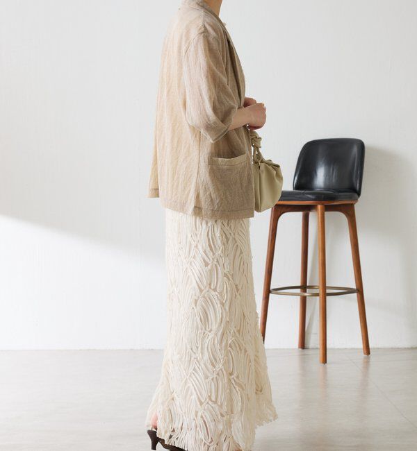  「【冷房/紫外線対策/カットソー生地】シアーハーフスリーブカットジャケット」|Tシャツ・カットソー|