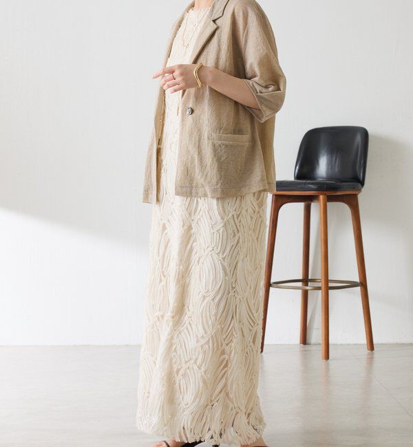  「【冷房/紫外線対策/カットソー生地】シアーハーフスリーブカットジャケット」|Tシャツ・カットソー|