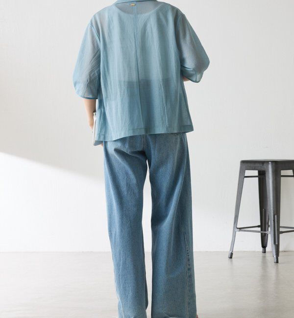  「【冷房/紫外線対策/カットソー生地】シアーハーフスリーブカットジャケット」|Tシャツ・カットソー|