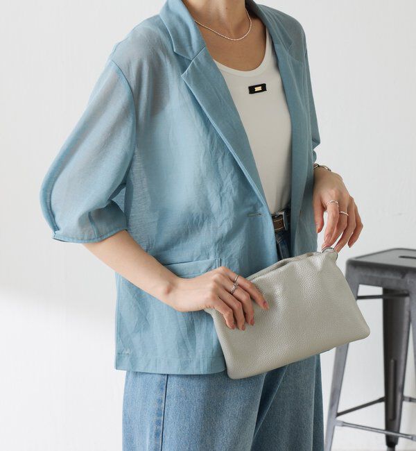  「【冷房/紫外線対策/カットソー生地】シアーハーフスリーブカットジャケット」|Tシャツ・カットソー|