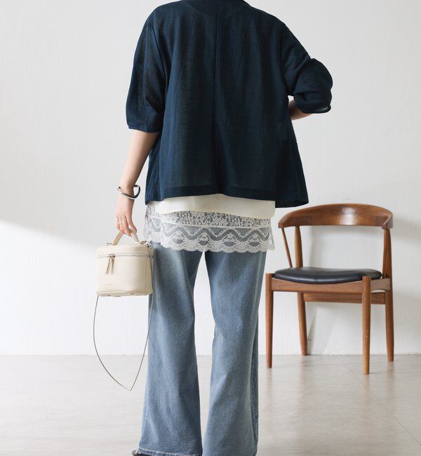  「【冷房/紫外線対策/カットソー生地】シアーハーフスリーブカットジャケット」|Tシャツ・カットソー|