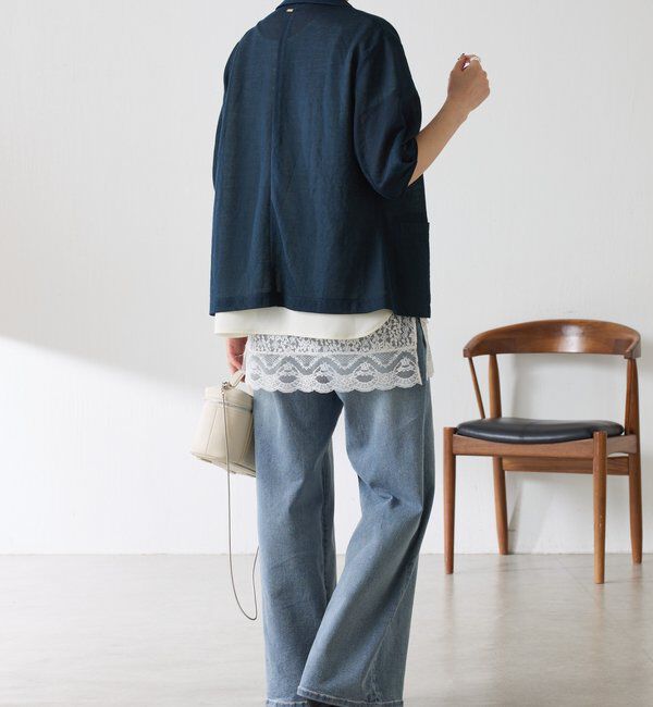  「【冷房/紫外線対策/カットソー生地】シアーハーフスリーブカットジャケット」|Tシャツ・カットソー|