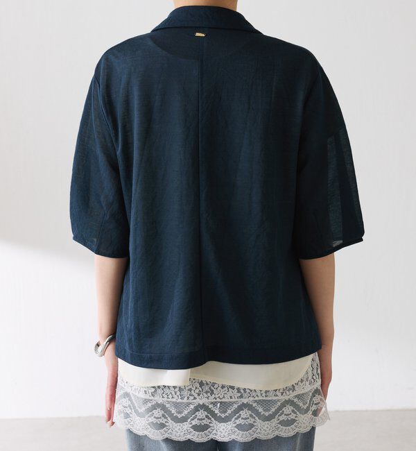  「【冷房/紫外線対策/カットソー生地】シアーハーフスリーブカットジャケット」|Tシャツ・カットソー|