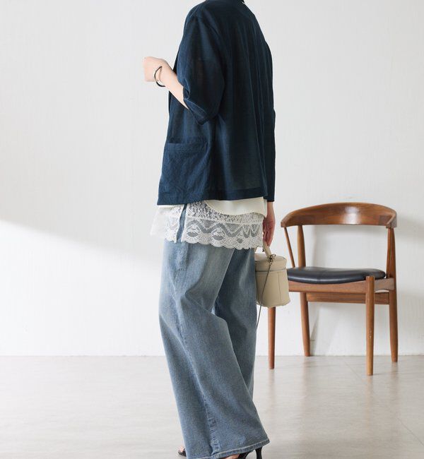  「【冷房/紫外線対策/カットソー生地】シアーハーフスリーブカットジャケット」|Tシャツ・カットソー|