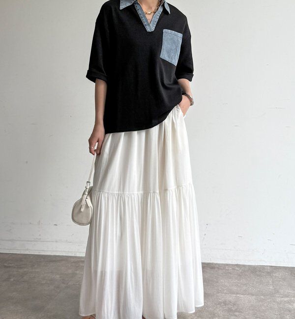  「【WEB限定】ダンガリードッキングトップス」|Tシャツ・カットソー|