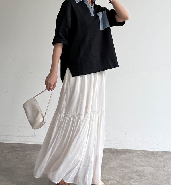  「【WEB限定】ダンガリードッキングトップス」|Tシャツ・カットソー|