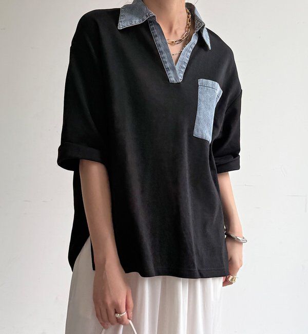  「【WEB限定】ダンガリードッキングトップス」|Tシャツ・カットソー|