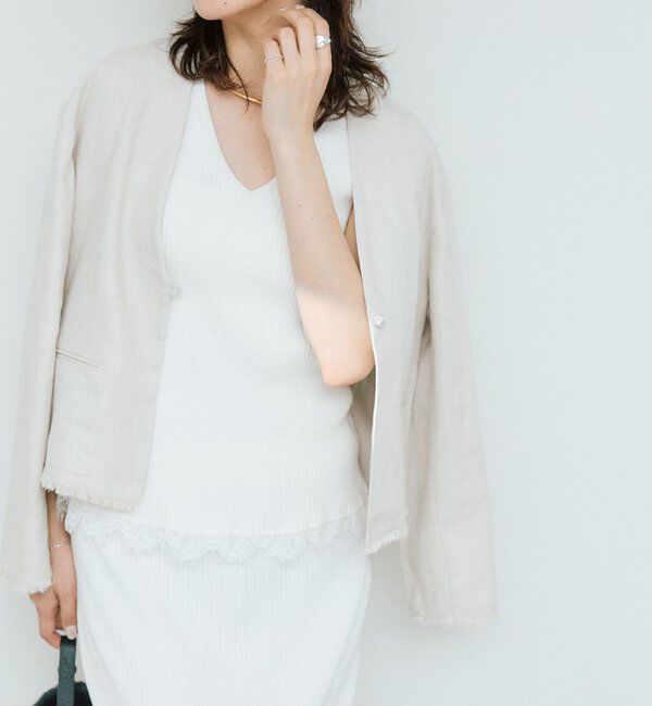  「予約【セットアップ対応可】レースヘムスリーブレスニット」|ニット・セーター|