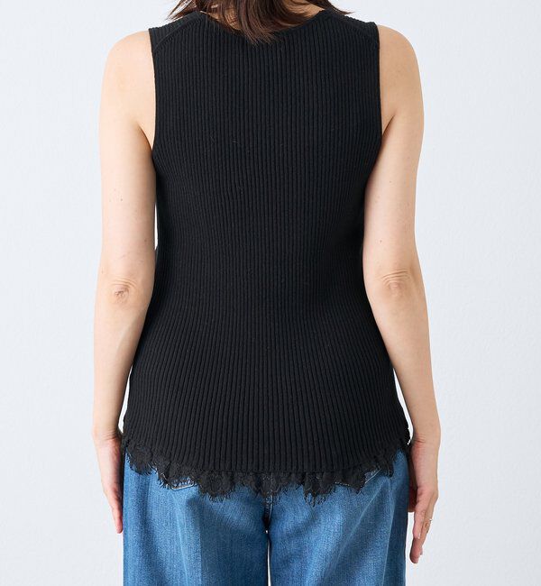  「予約【セットアップ対応可】レースヘムスリーブレスニット」|ニット・セーター|