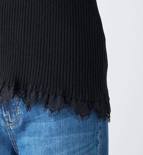  「予約【セットアップ対応可】レースヘムスリーブレスニット」|ニット・セーター|