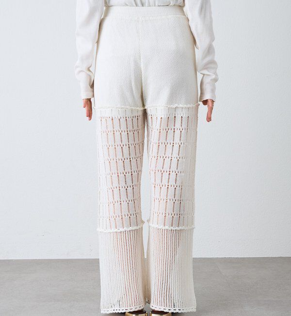  「【a Nice （ア ・ニース）】クロシェトリムニットパンツ」|チノ|