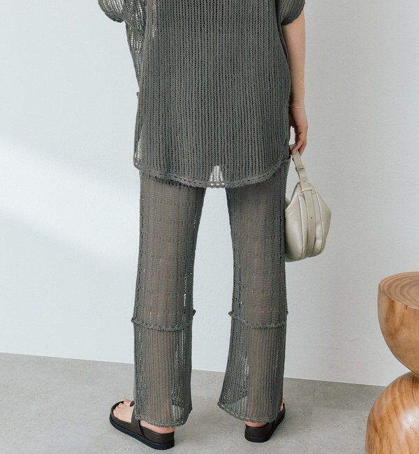  「【a Nice （ア ・ニース）】クロシェトリムニットパンツ」|チノ|