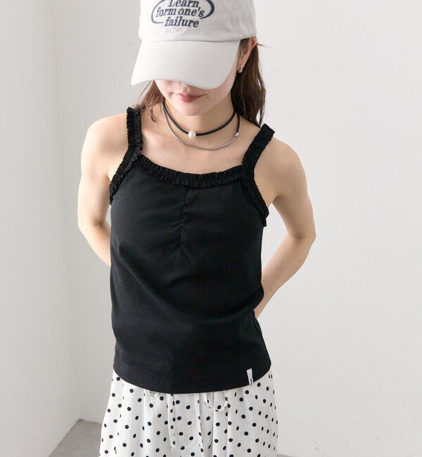  「パット付きギャザーフリルキャミソール」|キャミソール|