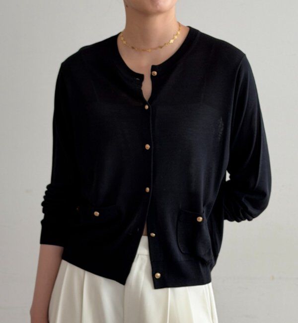  「シルクニットカーデ」|ニット・セーター|ブラック
