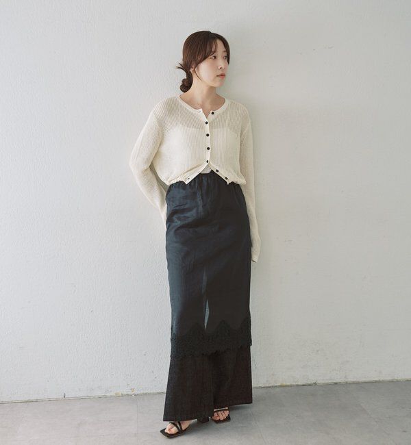  「バックデザインペーパーメッシュカーディガン」|カーディガン|