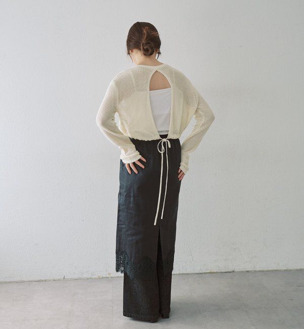  「バックデザインペーパーメッシュカーディガン」|カーディガン|