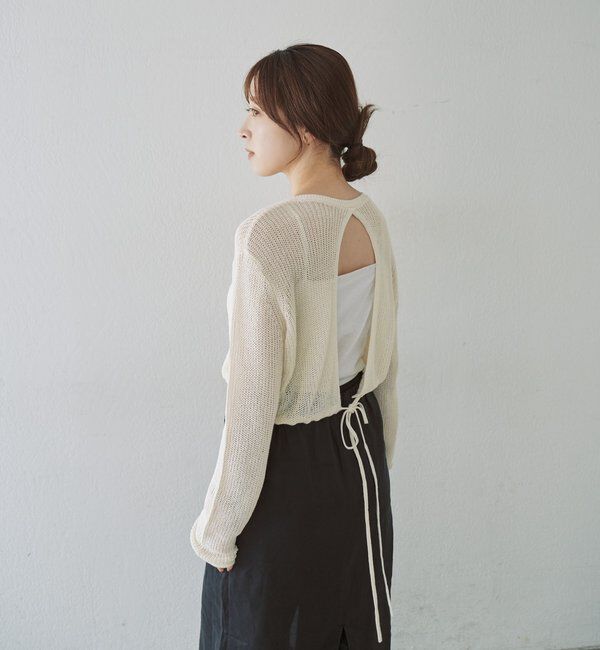  「バックデザインペーパーメッシュカーディガン」|カーディガン|